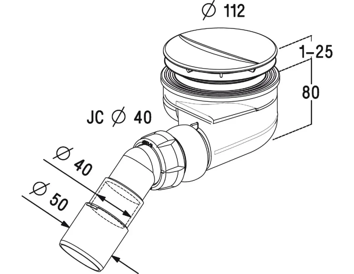 TB90P Сифон до піддонів Д90, Білий, Radaway