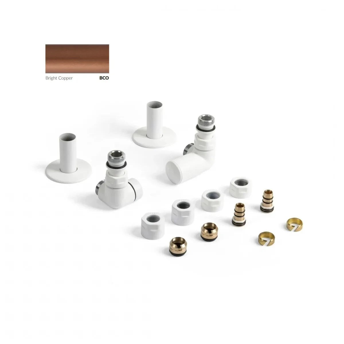 Набір вентилів трьохосьовий термостатичний лівий Ral Bright Copper Integra All in One, Terma