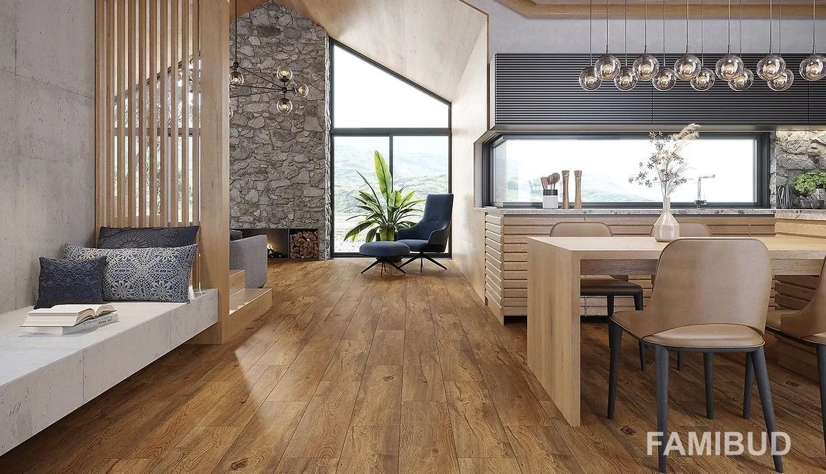 Плитка керамогранітна Passion Oak Brown Rect, 221×890×8, Opoczno