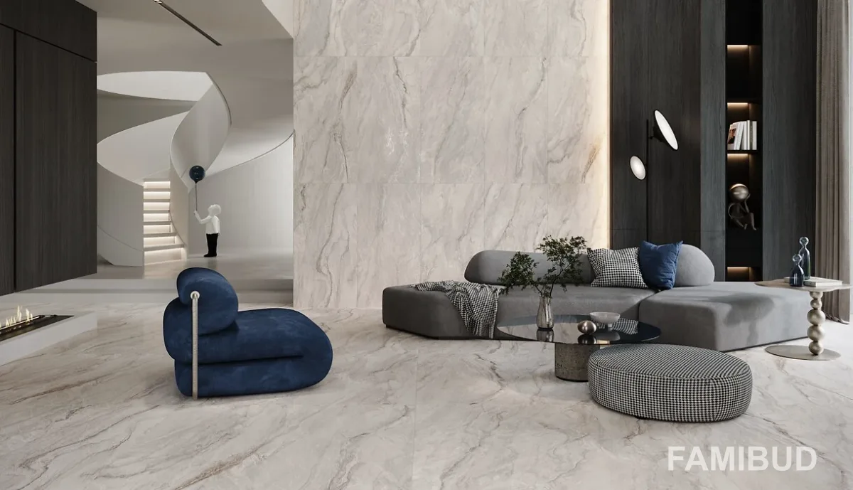 Плитка керамогранітна Velluto Grey Rect, 598×1198, Opoczno