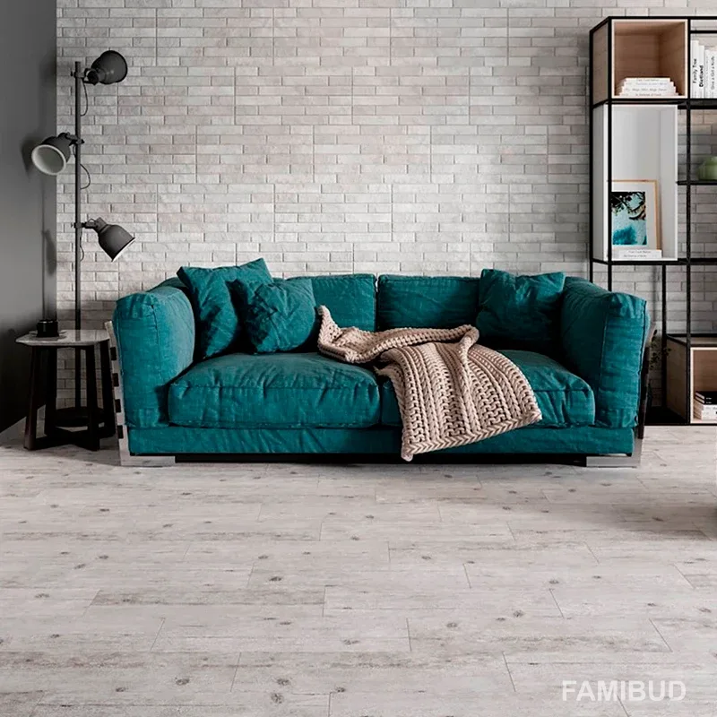Плитка керамогранітна Shinewood White, 185×598×7, Cersanit