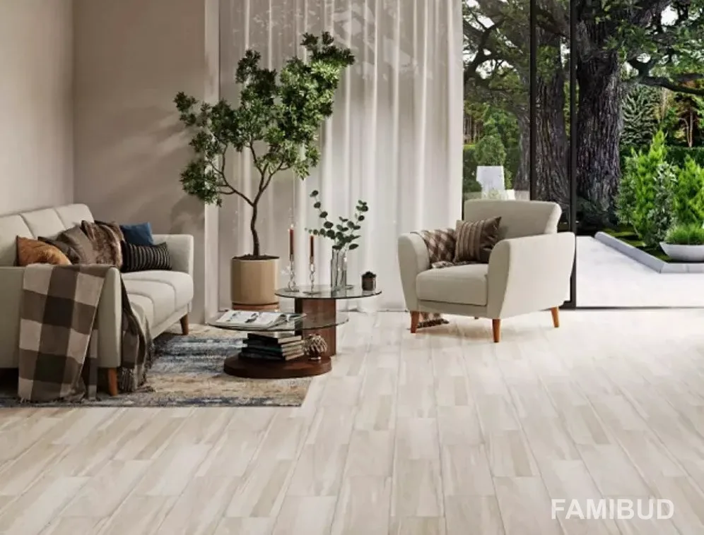 Плитка керамогранітна Flaxwood Light Grey, 185×598×7, Cersanit