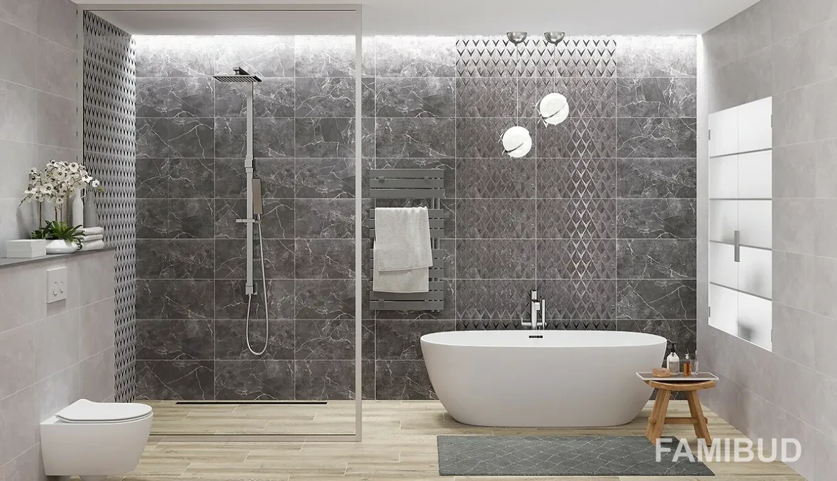 Плитка стінова Teneza Grey Glossy, 297×600×9, Opoczno