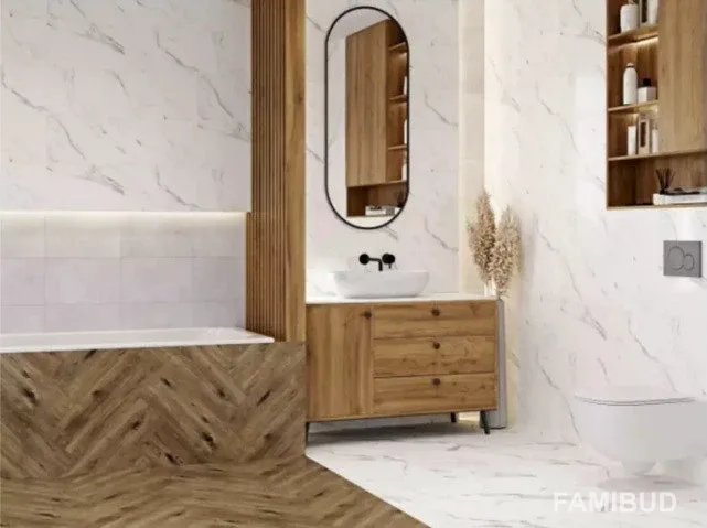 Плитка стінова Arctic Stone White Glossy, 250×400×8, Cersanit