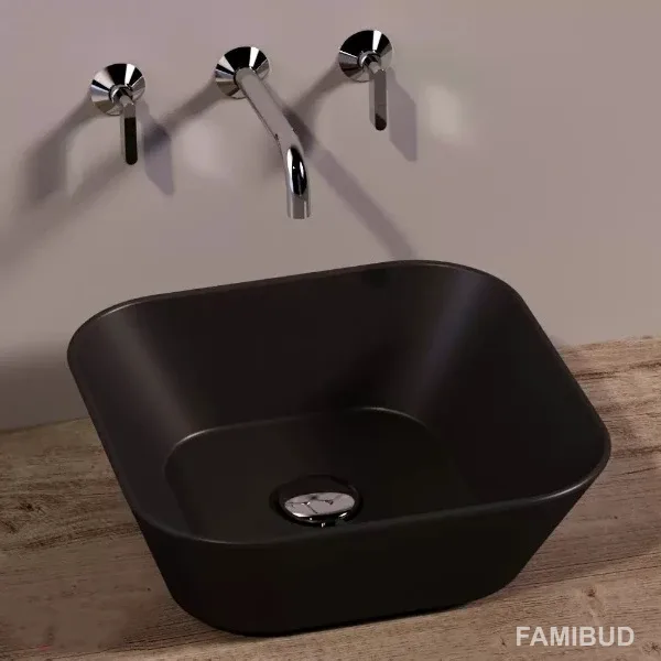 Умивальник WA 03 Wave Blak matt, Квадратна, Simas