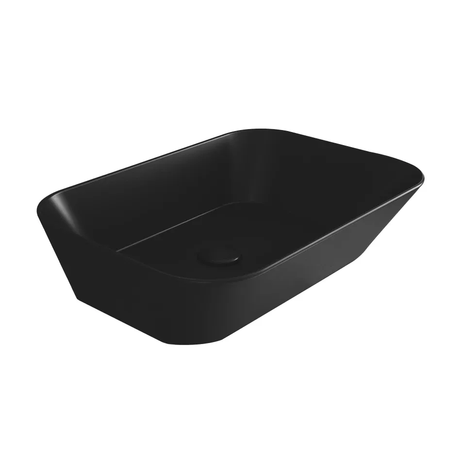 Умивальник WA 04 Wave Blak matt, Прямокутна, Simas