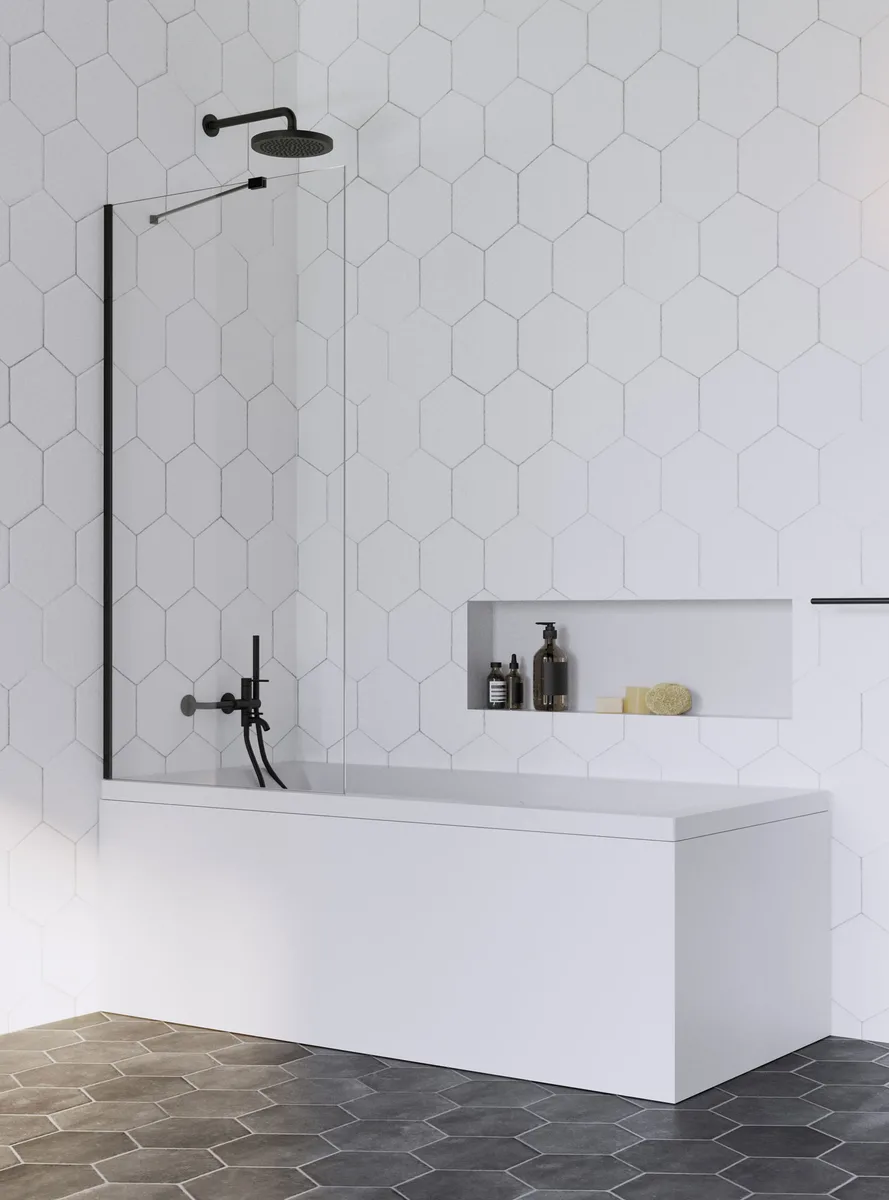 Шторка на ванну Idea Black PNJ прозоре, 800×1500, Radaway