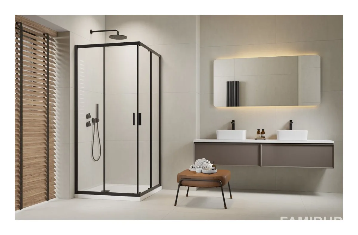 Душова кабіна Alienta Black C прозоре, 800×800×1900, Radaway