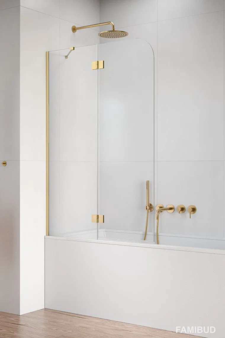 Шторка на ванну Garda Brushed Gold PND II 1000Lx1500 прозоре, Radaway