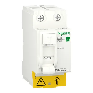 Диференційне реле(ПЗВ) 2P 25А, RESI9, 30mA, АС 6kA, Schneider (R9R51225)