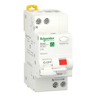 Диференційний автомат 1P+N, 16A, RESI9 C, 30mA, АC, 6kA, Schneider R9D25616