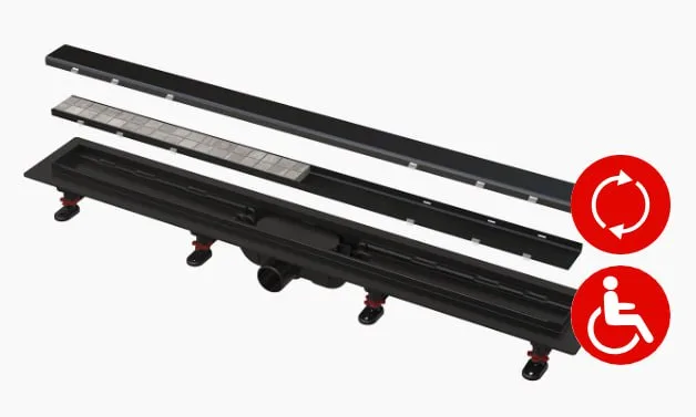 Трап лінійний Alcaplast 750 мм APZ19BLACK-750 DOUBLE