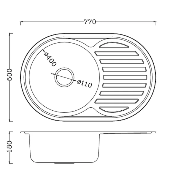 Мийка для кухні VENTA Micro decor 770×500 VM7758D