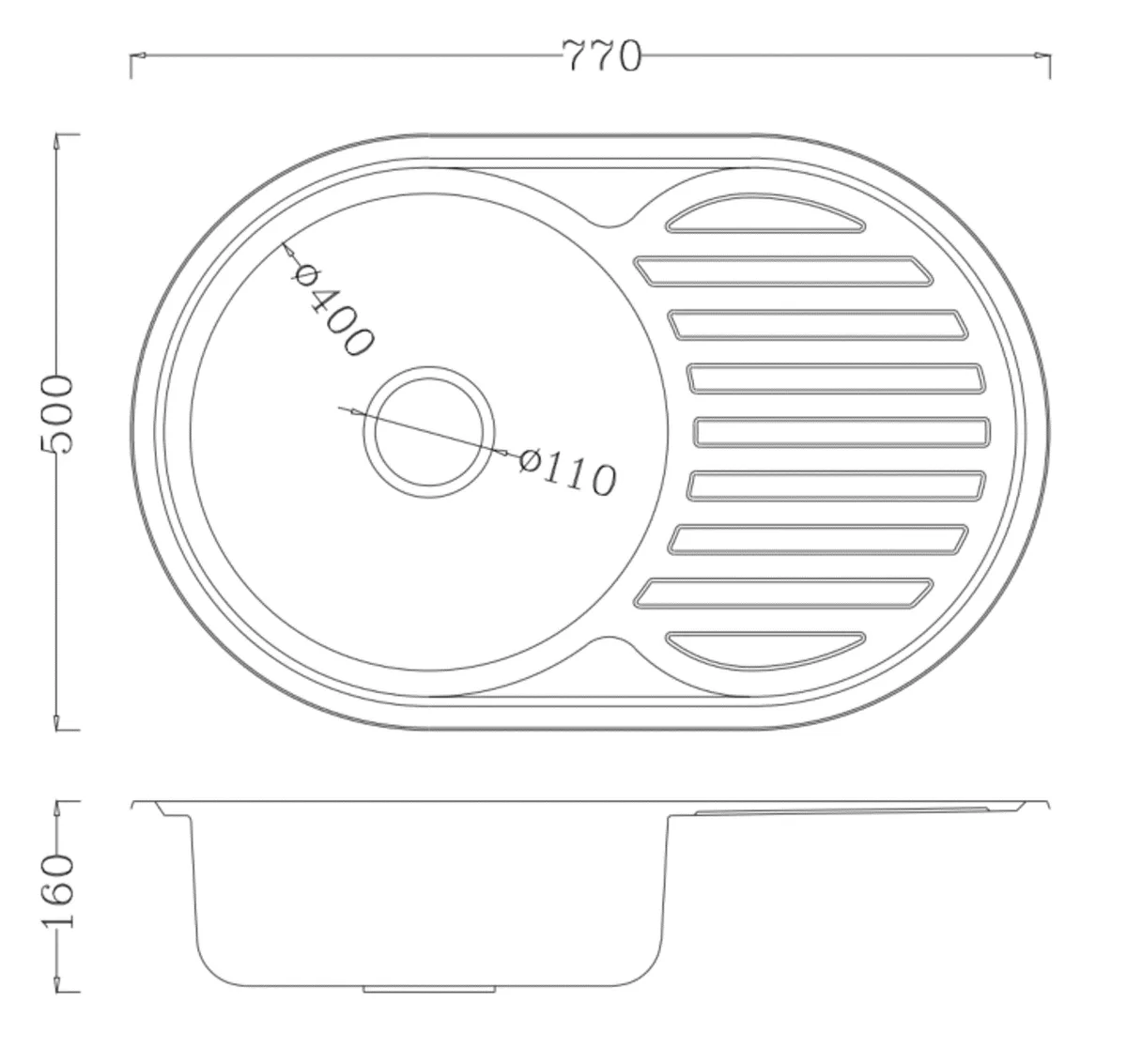 Мийка для кухні VENTA Micro decor 770×550 VM7756D