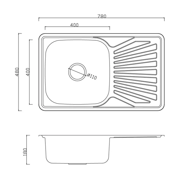 Мийка для кухні VENTA Satin 780×480 VM78488S