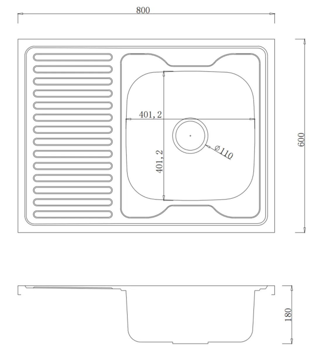 Мийка для кухні VENTA Satin 600×800 VM8066RS