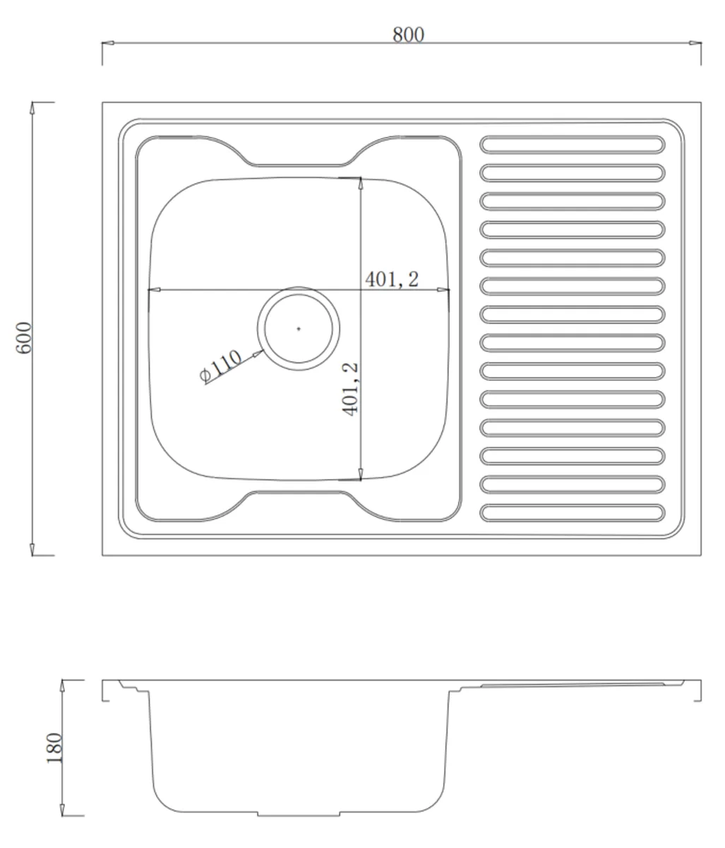 Мийка для кухні VENTA Satin 600×800 VM8066LS