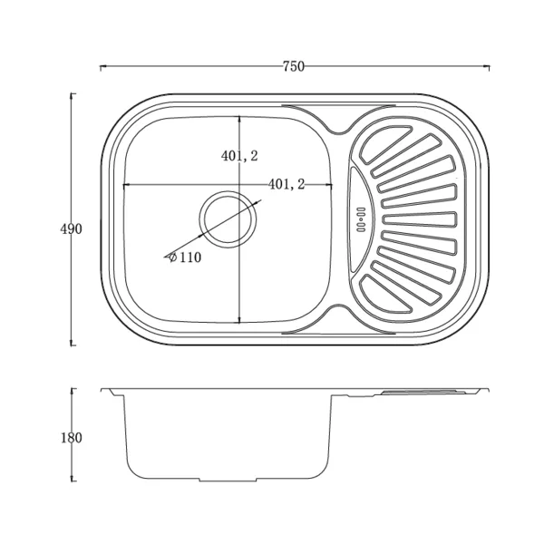 Мийка для кухні VENTA Micro decor 750×490 VM75498D