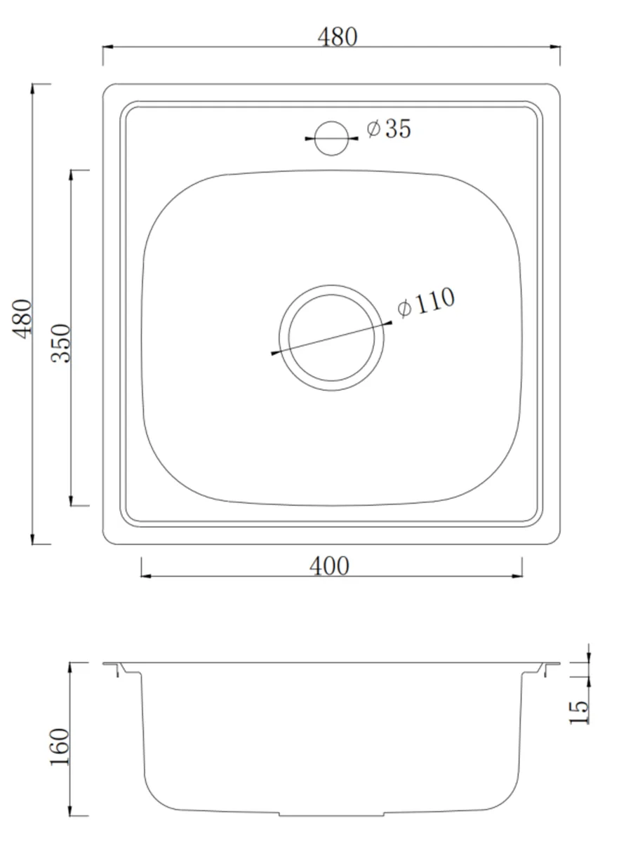 Мийка для кухні VENTA Micro decor 480×480 VM48486D