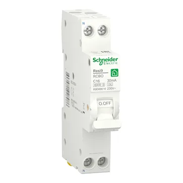 Диференційний автомат 1P+N, 16А, RESI9 C, 30mA, А, 6кA, Schneider (R9D88616)