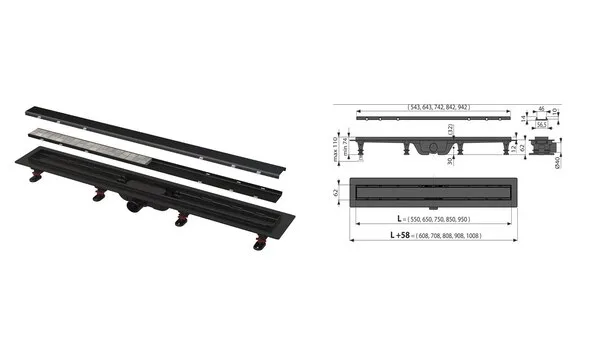 Трап зливний Alcaplast APZ19BLACK-850 DOUBLE