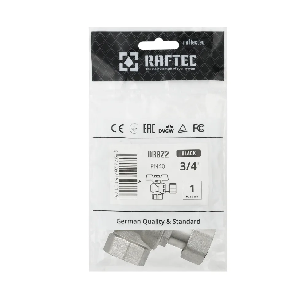 Кран кутовий з накидною гайкою Raftec PN40 ВВ 3/4" метелик DRBZ2