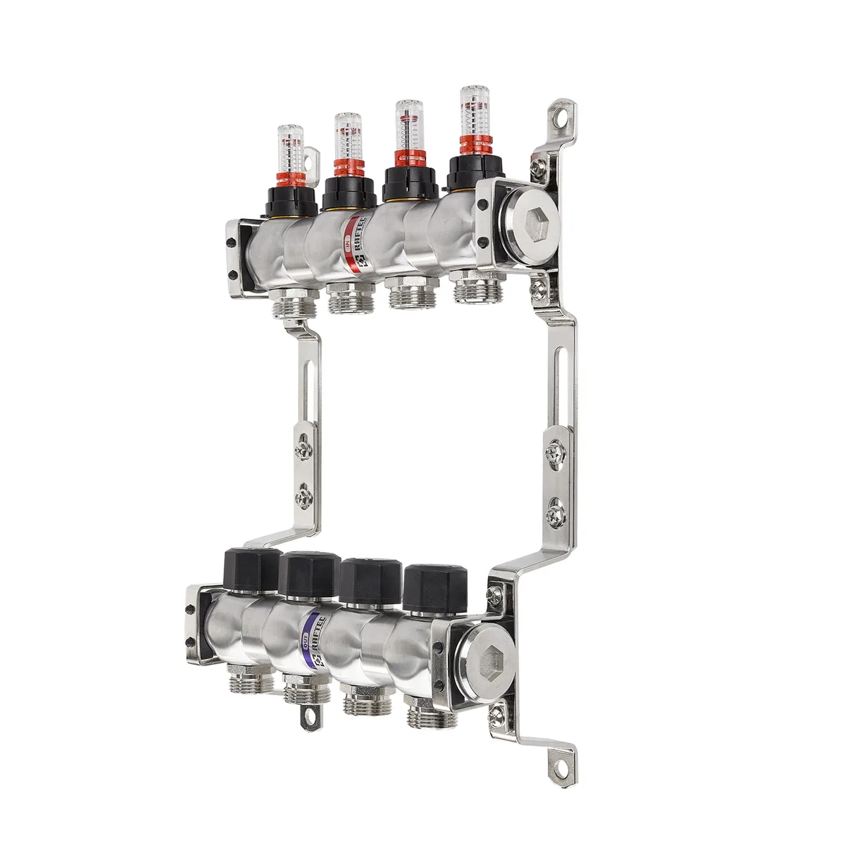 Колектор з витратомірами Raftec STEEL 1"х4