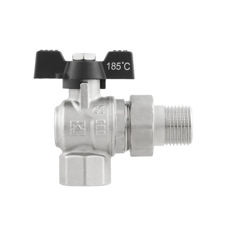 Кран кульовий з американкою кутовий Raftec BLACK PN50 ВЗ 1/2" метелик DRBS1-U