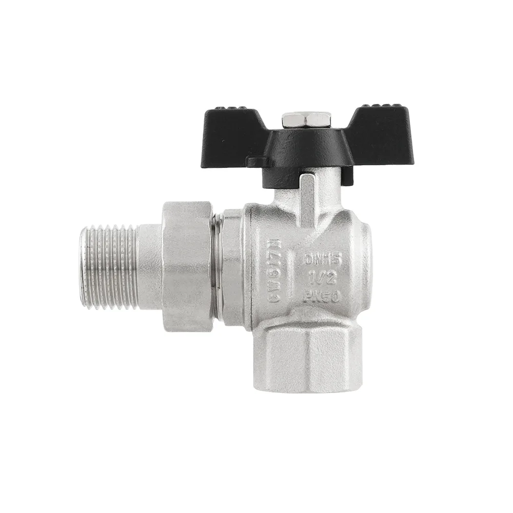 Кран кульовий з американкою кутовий Raftec BLACK PN50 ВЗ 1/2" метелик DRBS1-U