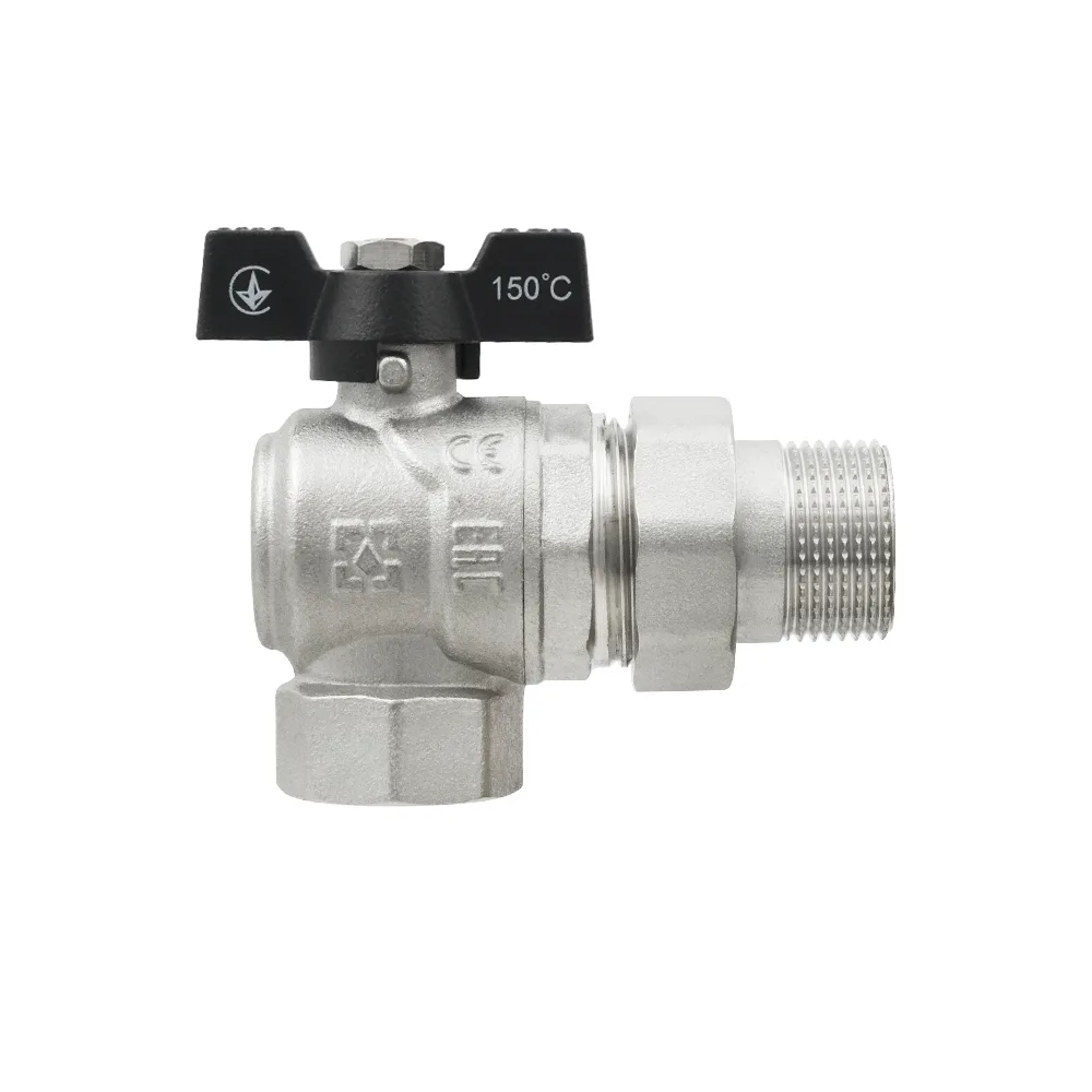 Кран кульовий з американкою кутовий Raftec BLACK PN40 ВЗ 3/4" метелик DRBS2-U