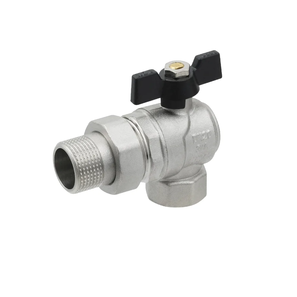 Кран кульовий з американкою кутовий Raftec BLACK PN40 ВЗ 3/4" метелик DRBS2-U