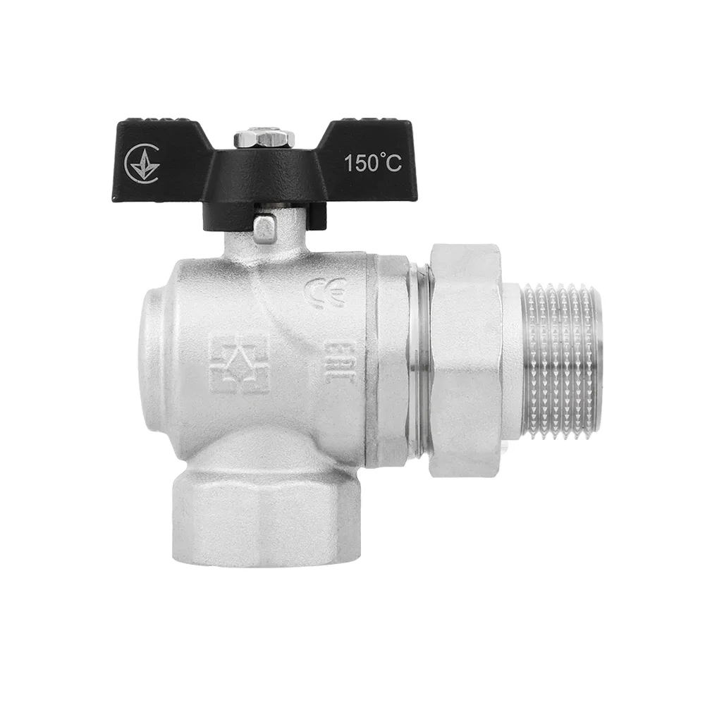 Кран кульовий з американкою кутовий Raftec BLACK PN40 ВЗ 1" метелик DRBS3-U