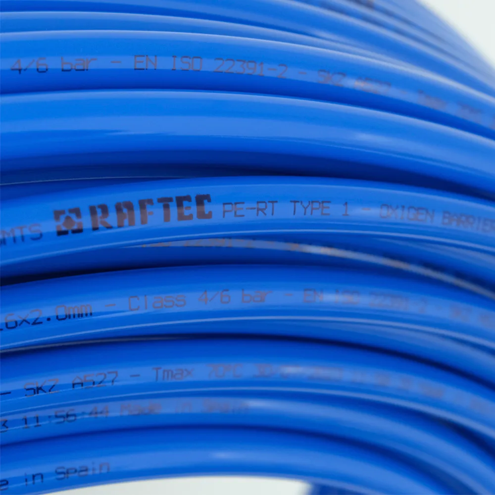 Труба для теплої підлоги Raftec PE-RT 16×2.0 BLUE EVOH (бухта 200 м) RPERT16200