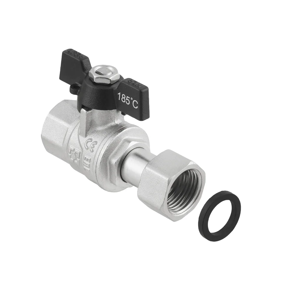 Кран прямий з накидною гайкою Raftec BLACK PN50 ВВ 1/2" метелик PRB-1