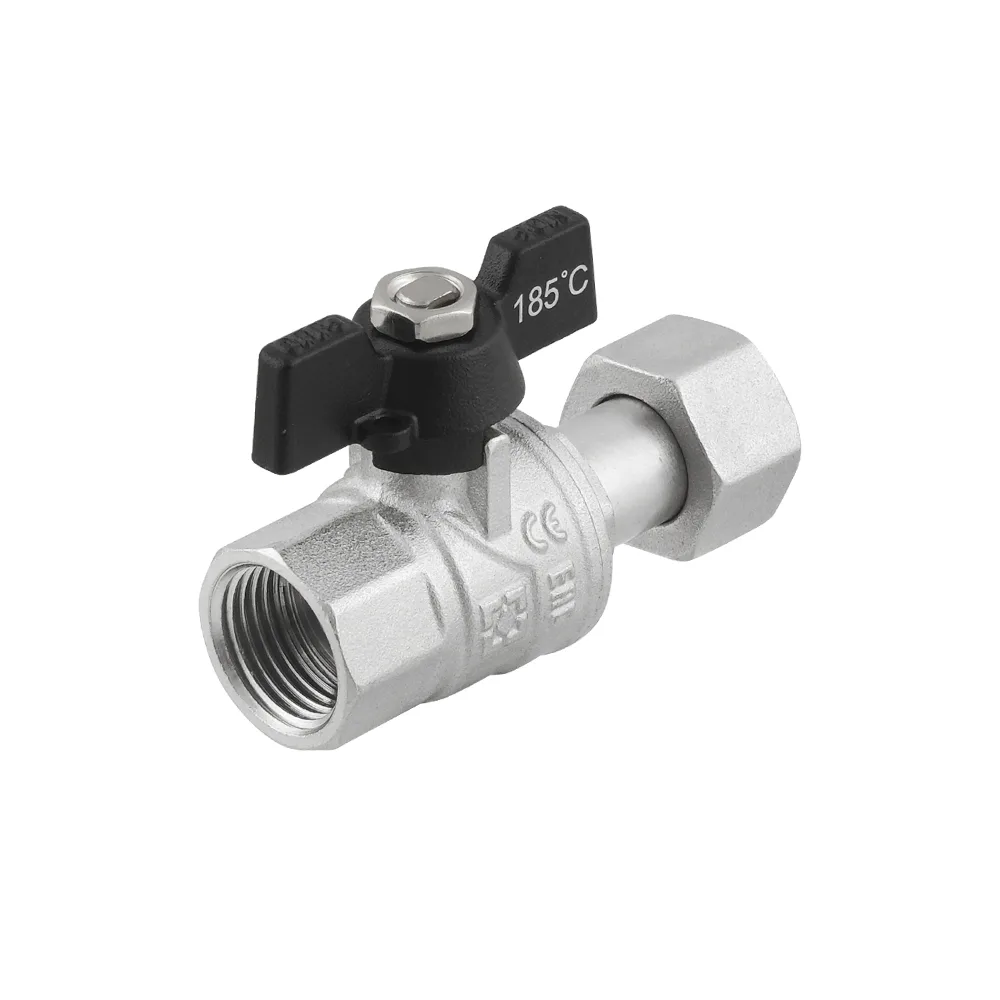 Кран прямий з накидною гайкою Raftec BLACK PN50 ВВ 1/2" метелик PRB-1