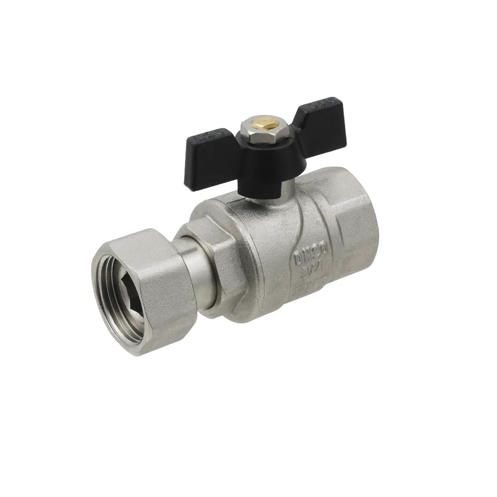 Кран прямий з накидною гайкою Raftec BLACK PN40 ВВ 3/4" метелик PRB-2