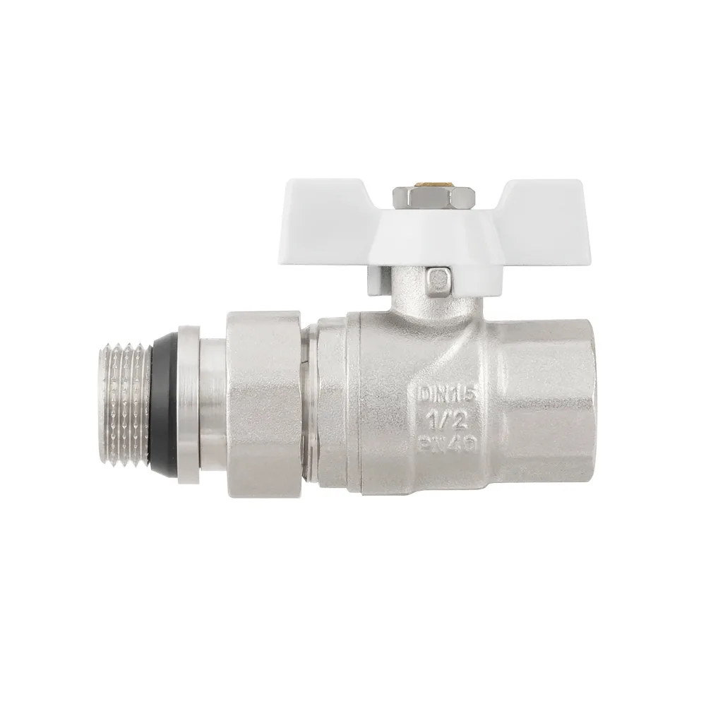 Кран кульовий з американкою Raftec WHITE PN50 ВЗ 1/2" з антипротіканням метелик WRB-1