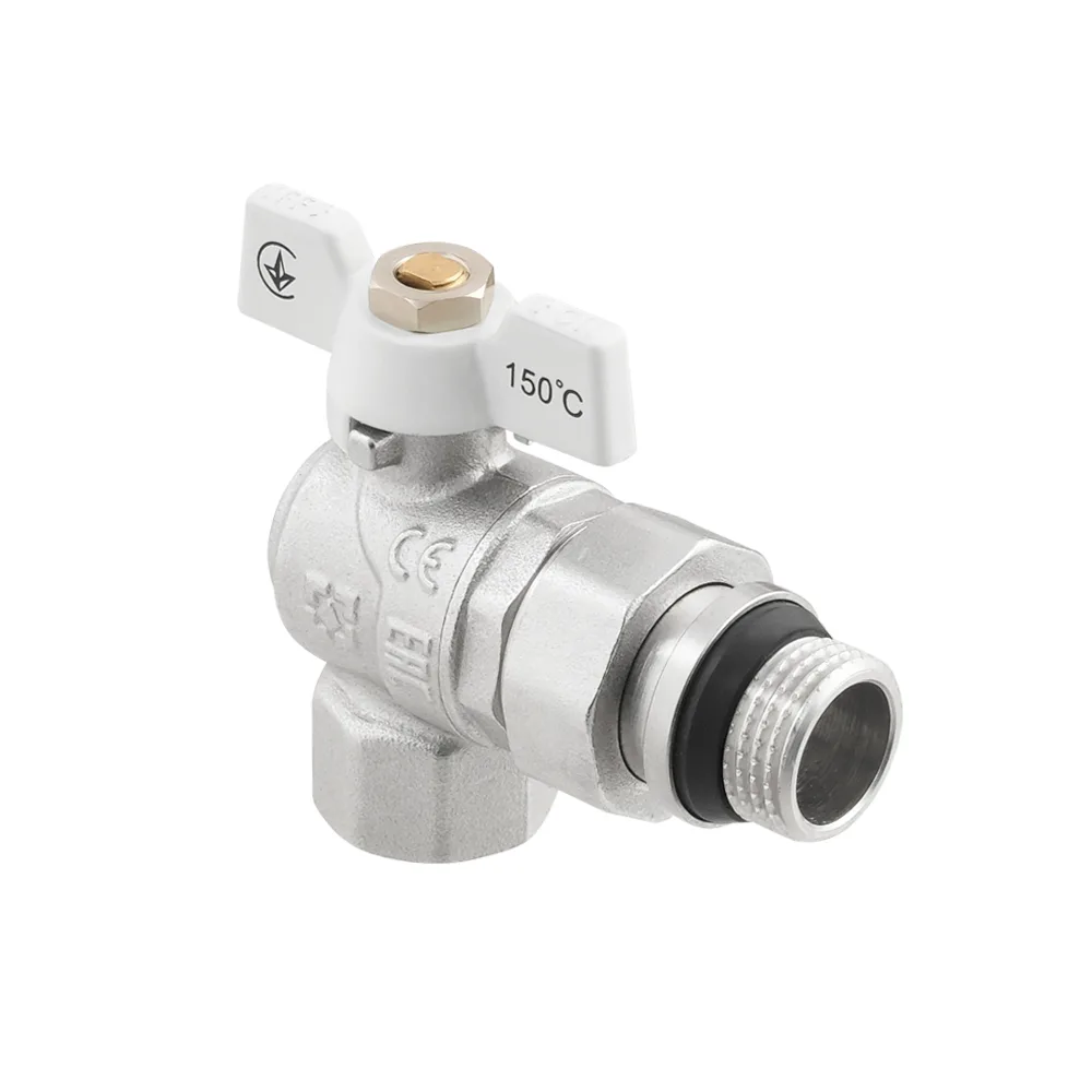 Кран кульовий з американкою кутовий Raftec WHITE PN50 ВЗ 1/2" з антипротіканням метелик WRBS-1