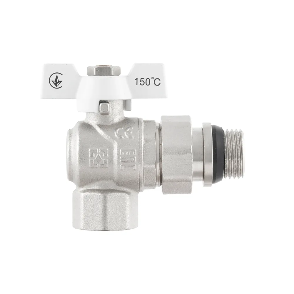 Кран кульовий з американкою кутовий Raftec WHITE PN50 ВЗ 1/2" з антипротіканням метелик WRBS-1