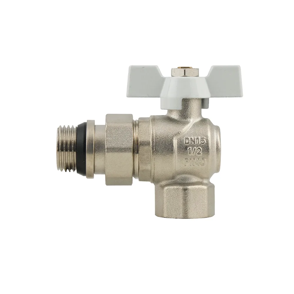 Кран кульовий з американкою кутовий Raftec WHITE PN40 ВЗ 1" з антипротіканням метелик WRBS-3