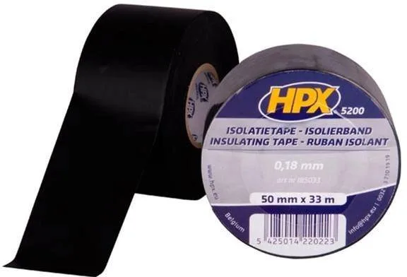 Стрічка ПВХ ізоляційна 50 мм х 33 м HPX5200 чорна IB5033