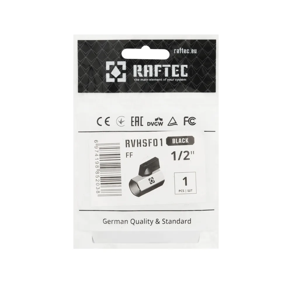 Кран кульовий Raftec BLACK PN10 ВВ 1/2" mini RVHSF01