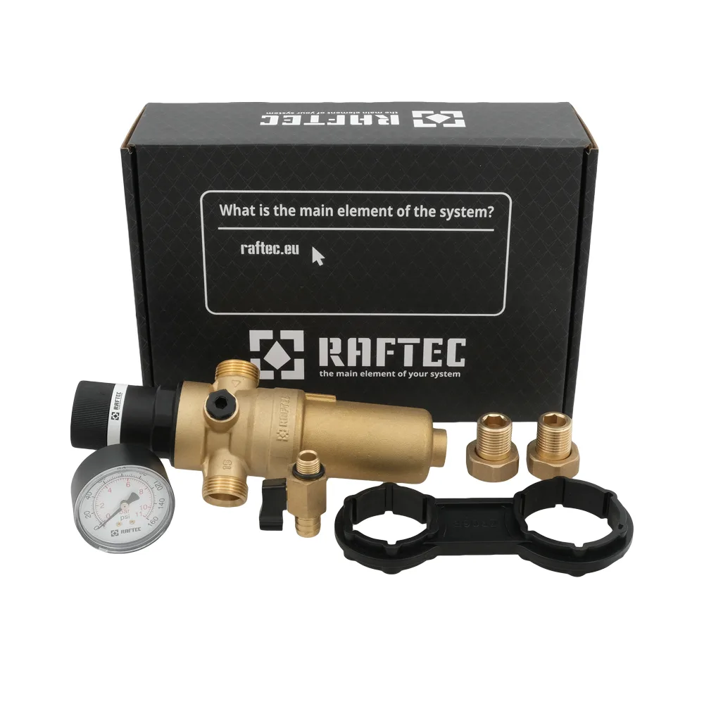Самопромивний фільтр з редуктором для гарячої води 1/2" Raftec RCFR01-H