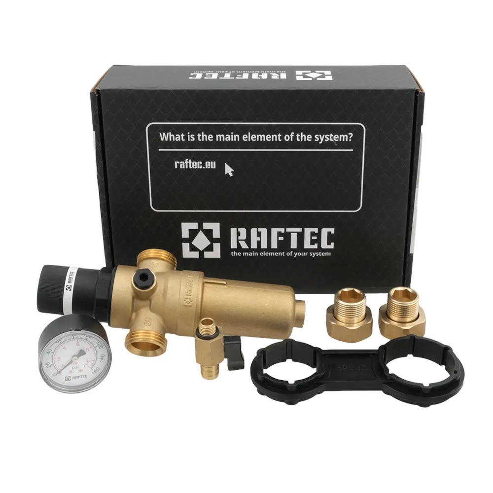 Самопромивний фільтр з редуктором для гарячої води 3/4" Raftec RCFR02-H