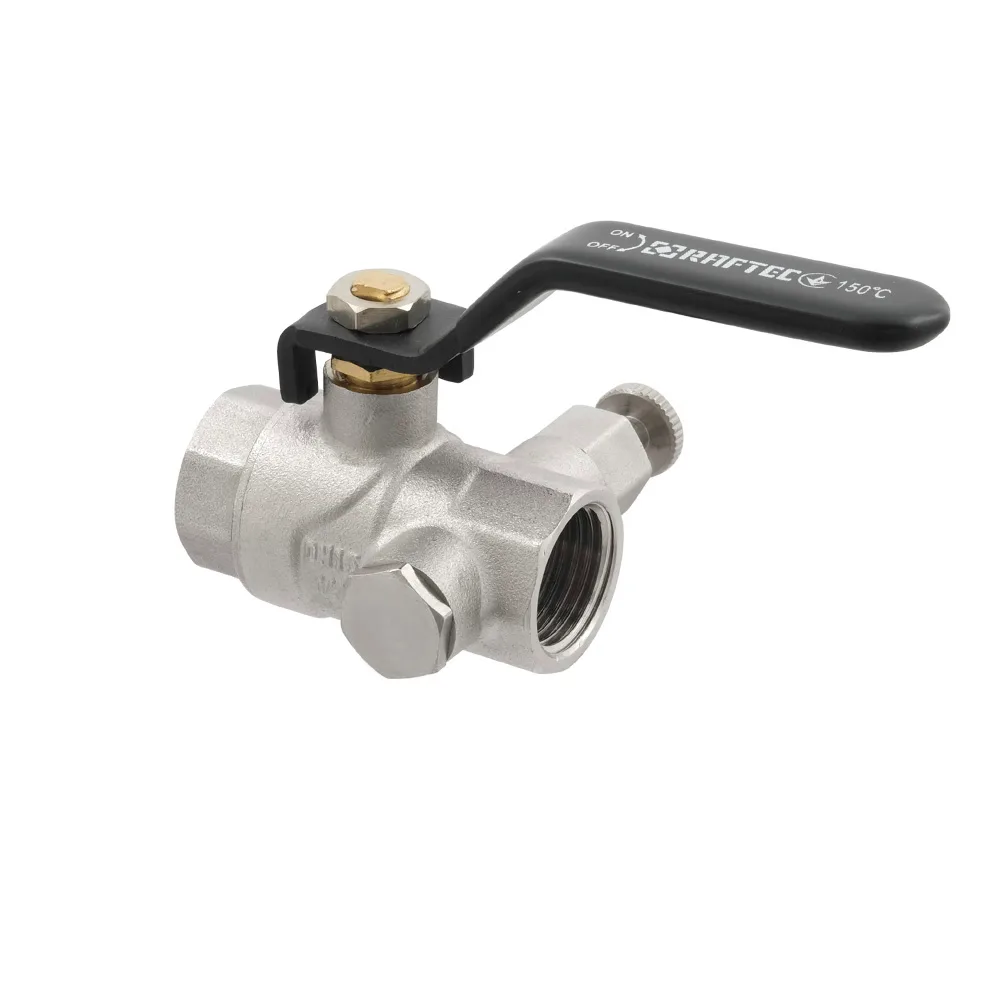 Кран кульовий з дренажем Raftec BLACK DN15 1/2" ВВ WDRH01