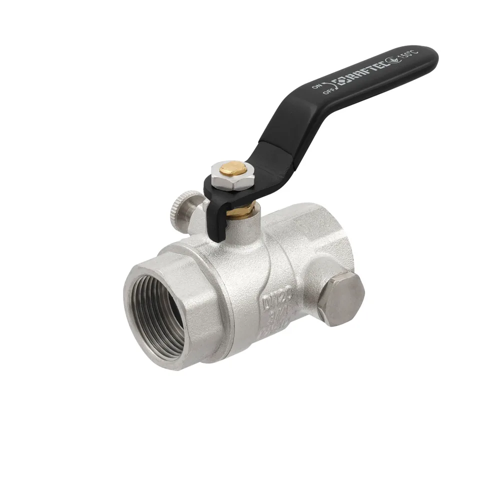 Кран кульовий з дренажем Raftec BLACK DN20 3/4" ВВ WDRH02