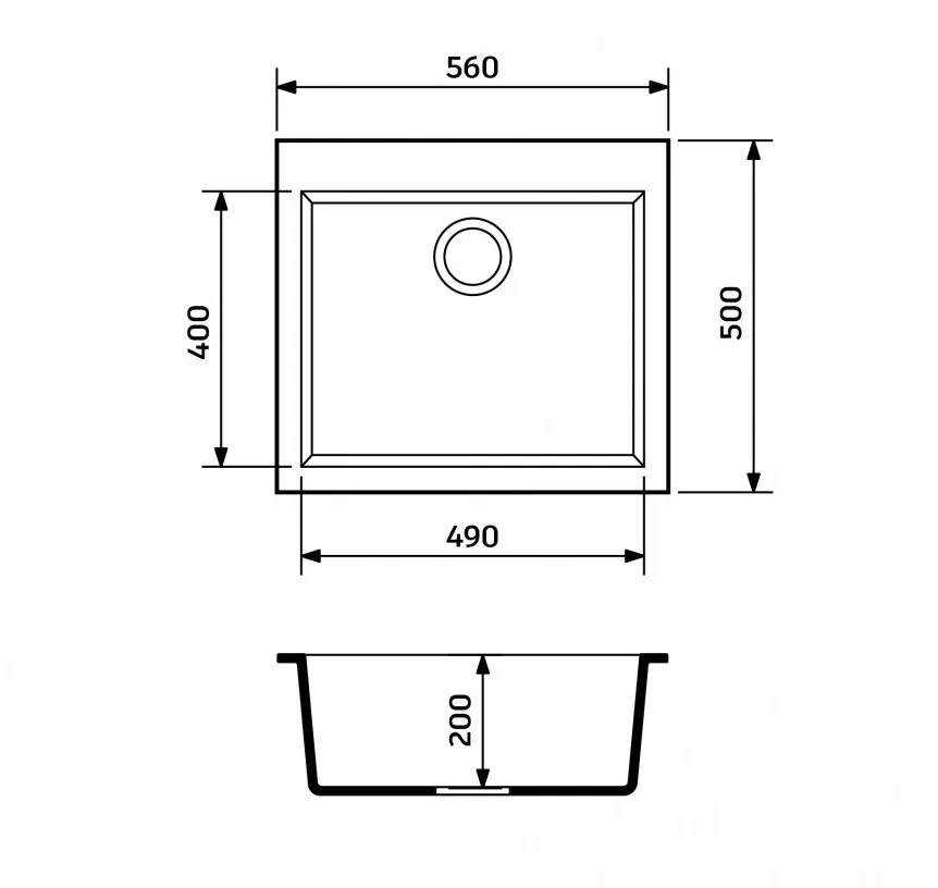 Мийка для кухні VENTA чорний 560×500×200 VS502001