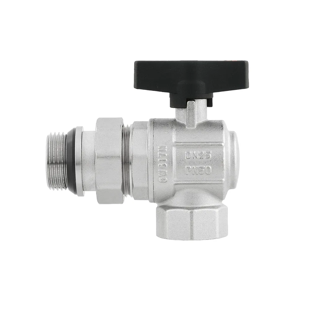Кран кульовий з американкою кутовий Raftec GOLD PN50 ВН 1" GRDA03