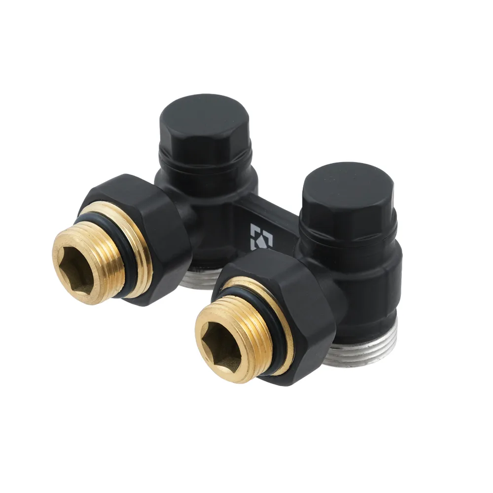 Вузол нижнього підключення радіатора Raftec BLACK кутовий 1/2"х3/4" DHRKA11-B