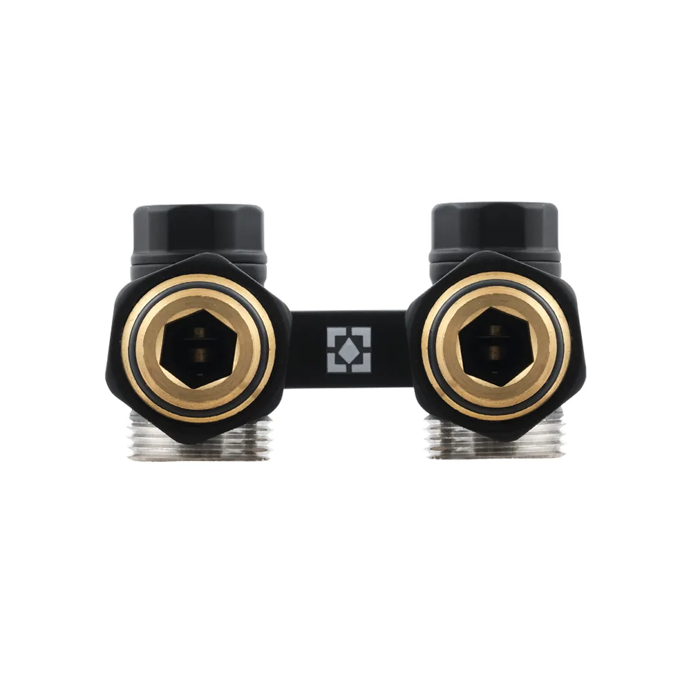 Вузол нижнього підключення радіатора Raftec BLACK кутовий 1/2"х3/4" DHRKA11-B
